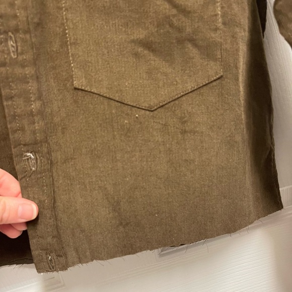 Emily Phillips Brown Corduroy Cropped Button Down - Picture 6 of 10